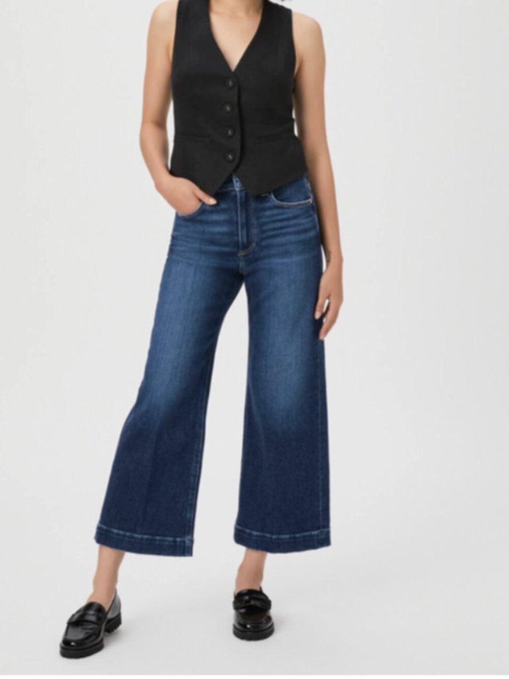 Paige Anessa Petite Wide Leg Jean in Foreign Film - 27P